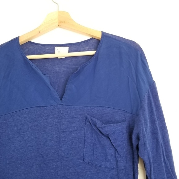 Anthropologie Postmark Linen & Silk 3/4 Sleeve Top - Picture 3 of 5